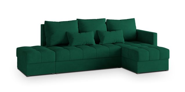 Canapé D'angle Lumari Vert Sapin En Peluche Avec Fonction De Couchage