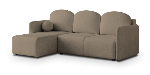 Canapé D'angle Suvino Marron En Tissu Texturé Avec Fonction De Couchage
