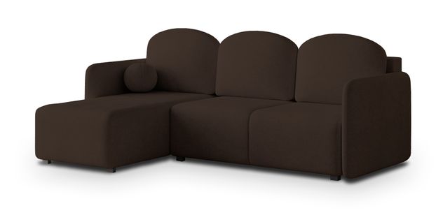 Canapé D'angle Suvino Marron En Tissu Texturé Avec Fonction De Couchage