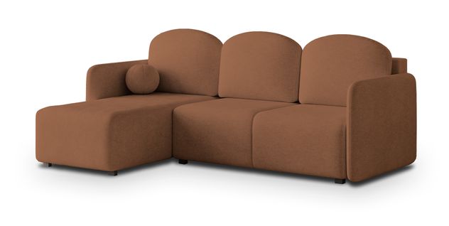 Canapé D'angle Suvino Cuivré En Tissu Texturé Avec Fonction De Couchage