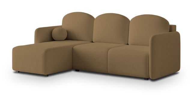 Canapé D'angle Suvino Orange En Bouclé Avec Fonction De Couchage