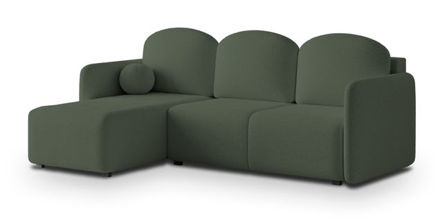 Canapé D'angle Suvino Vert En Bouclé Avec Fonction De Couchage
