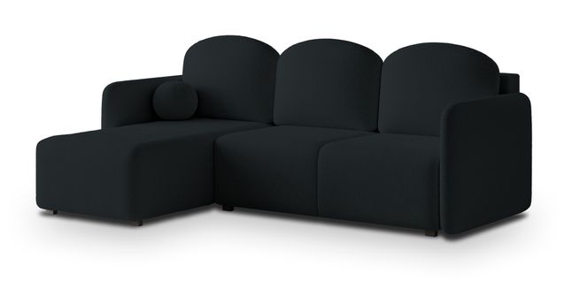 Canapé D'angle Suvino Noir En Bouclé Avec Fonction De Couchage