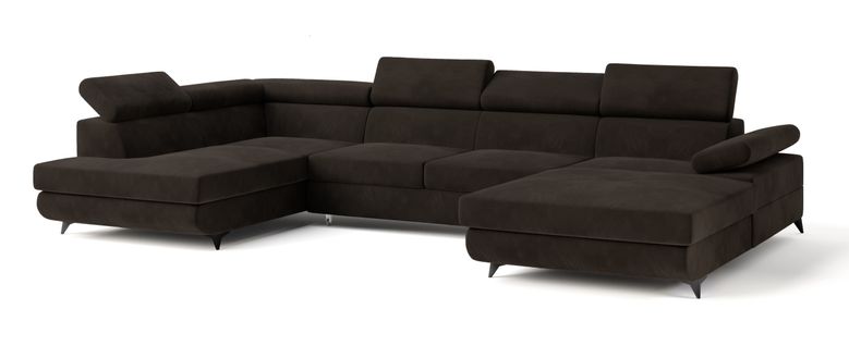 Canapé D'angle Rubano Marron En Velours Avec Fonction De Couchage