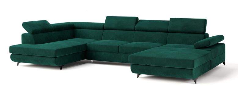 Canapé D'angle Rubano Vert Sapin En Velours Avec Fonction De Couchage