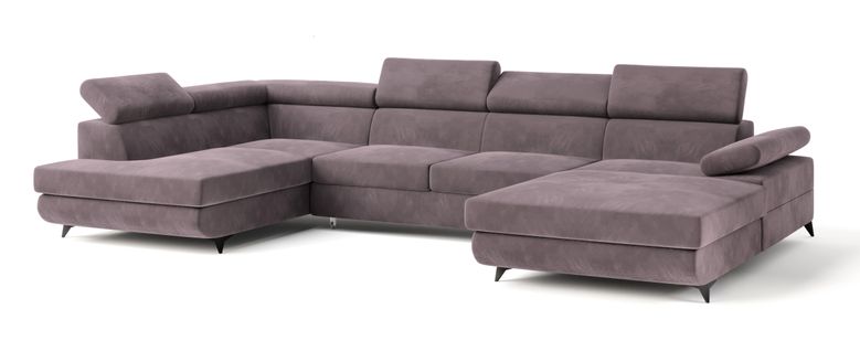 Canapé D'angle Rubano Violet En Velours Avec Fonction De Couchage