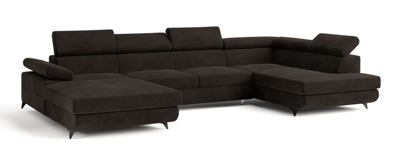 Canapé D'angle Rubano Marron En Velours Avec Fonction De Couchage