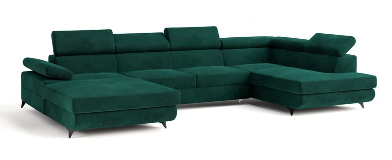 Canapé D'angle Rubano Vert Sapin En Velours Avec Fonction De Couchage