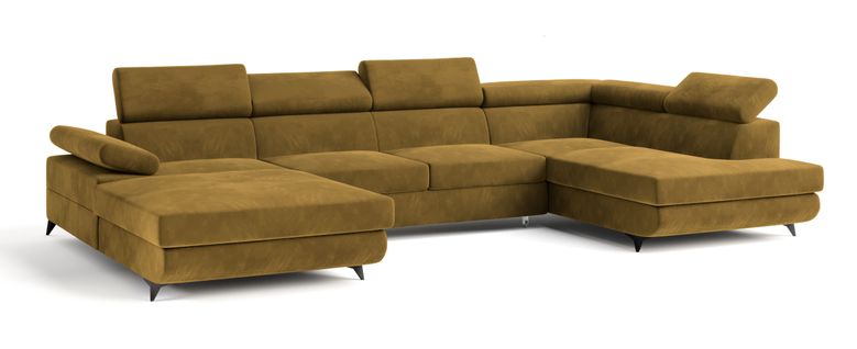 Canapé D'angle Rubano Jaune En Velours Avec Fonction De Couchage