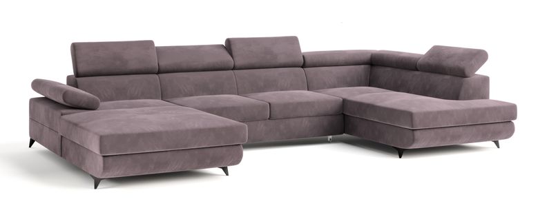 Canapé D'angle Rubano Violet En Velours Avec Fonction De Couchage