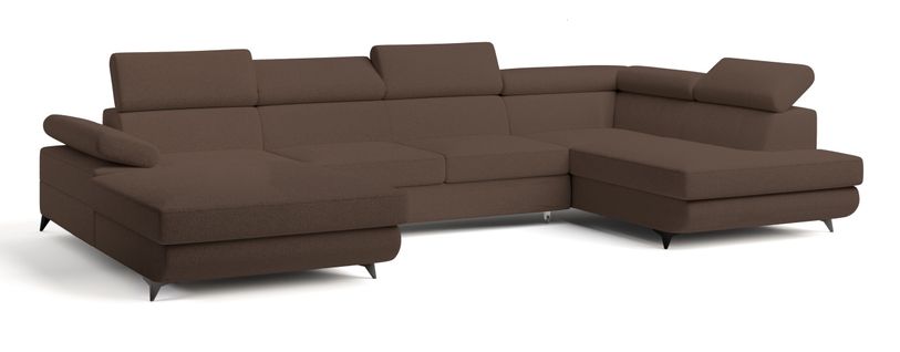 Canapé D'angle Rubano Marron En Bouclé Avec Fonction De Couchage