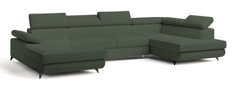 Canapé D'angle Rubano Vert En Bouclé Avec Fonction De Couchage