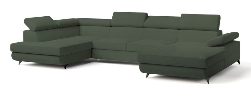 Canapé D'angle Rubano Vert En Bouclé Avec Fonction De Couchage