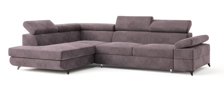 Canapé D'angle Favien Violet En Velours Avec Fonction De Couchage