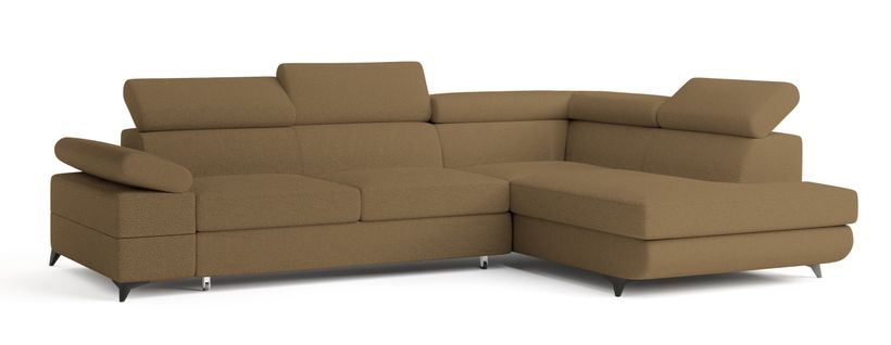 Canapé D'angle Favien Orange En Bouclé Avec Fonction De Couchage