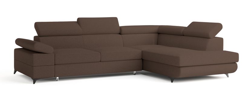 Canapé D'angle Favien Marron En Bouclé Avec Fonction De Couchage