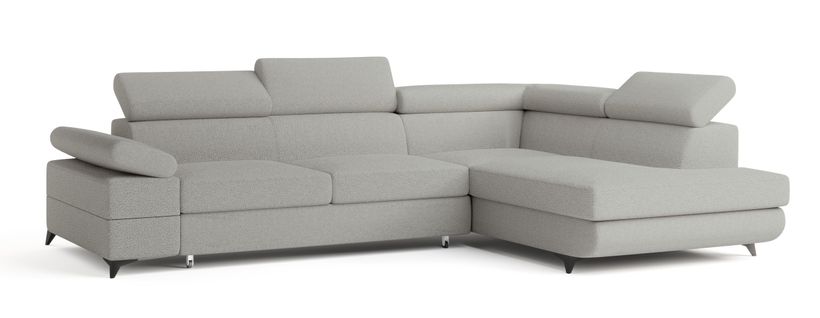 Canapé D'angle Favien Gris Clair En Bouclé Avec Fonction De Couchage