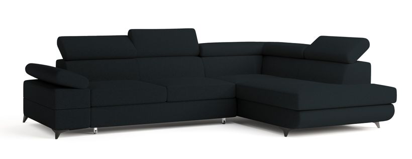 Canapé D'angle Favien Noir En Bouclé Avec Fonction De Couchage