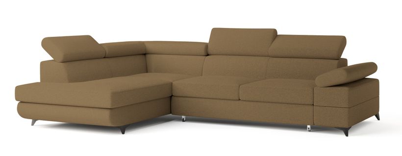 Canapé D'angle Favien Orange En Bouclé Avec Fonction De Couchage