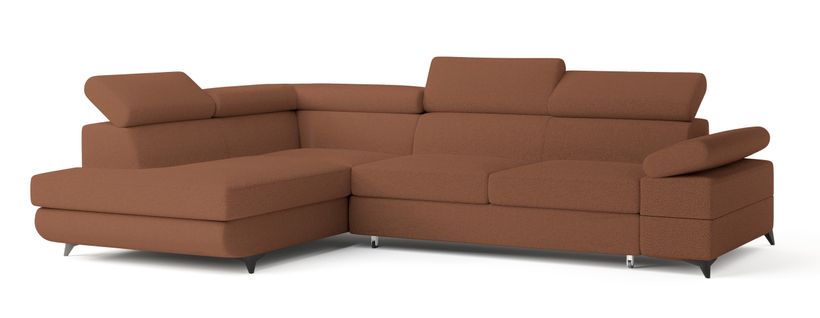 Canapé D'angle Favien Cuivré En Bouclé Avec Fonction De Couchage