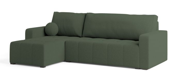 Canapé D'angle Volira Vert En Bouclé Avec Fonction De Couchage