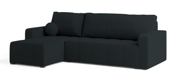 Canapé D'angle Volira Noir En Bouclé Avec Fonction De Couchage