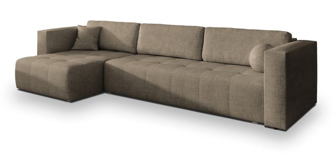 Canapé D'angle Olvera Marron En Tissu Texturé Avec Fonction De Couchage