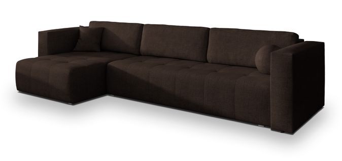 Canapé D'angle Olvera Marron En Tissu Texturé Avec Fonction De Couchage