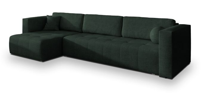 Canapé D'angle Olvera Vert En Tissu Texturé Avec Fonction De Couchage