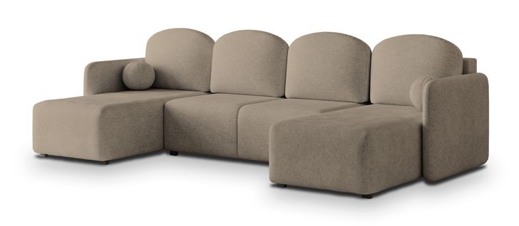 Canapé D'angle Nubero Marron En Tissu Texturé Avec Fonction De Couchage