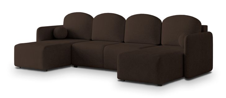 Canapé D'angle Nubero Marron En Tissu Texturé Avec Fonction De Couchage