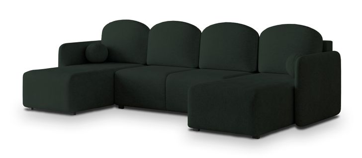Canapé D'angle Nubero Vert En Tissu Texturé Avec Fonction De Couchage