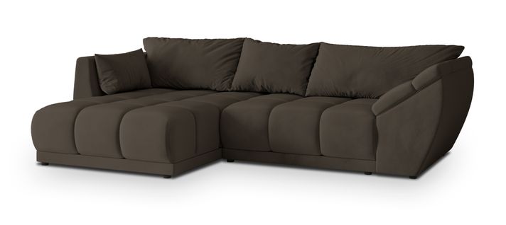 Canapé D'angle Orenti Marron En Velours Avec Fonction De Couchage