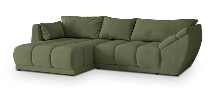Canapé D'angle Orenti Vert En Velours Avec Fonction De Couchage