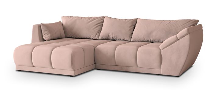 Canapé D'angle Orenti Rose En Velours Avec Fonction De Couchage