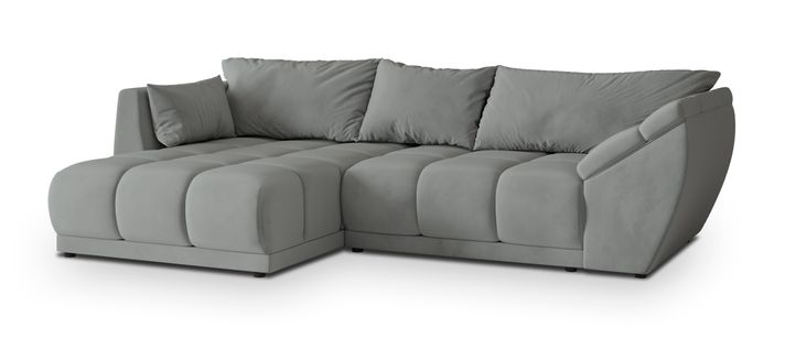 Canapé D'angle Orenti Gris En Velours Avec Fonction De Couchage