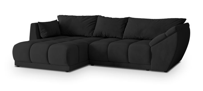 Canapé D'angle Orenti Noir En Velours Avec Fonction De Couchage