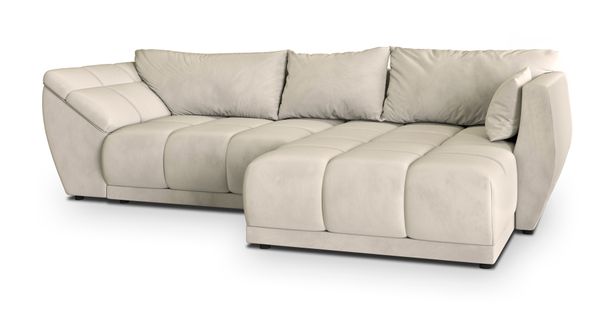 Canapé D'angle Orenti Crème En Velours Avec Fonction De Couchage