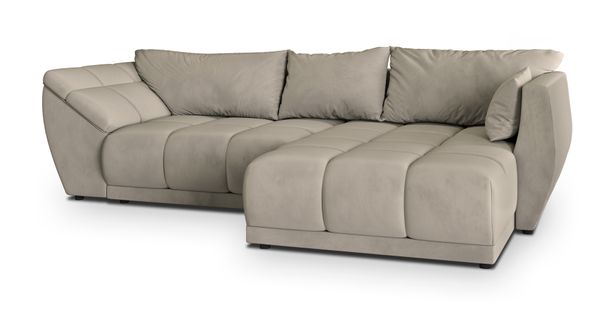 Canapé D'angle Orenti Beige En Velours Avec Fonction De Couchage