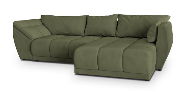 Canapé D'angle Orenti Vert En Velours Avec Fonction De Couchage