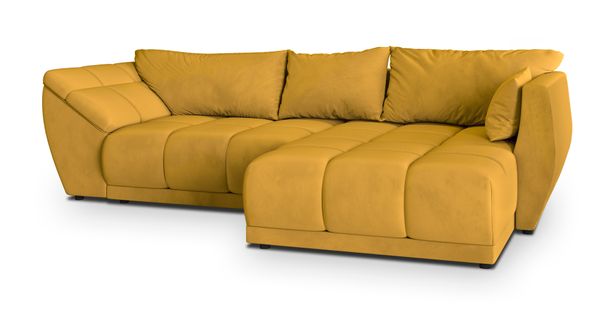 Canapé D'angle Orenti Jaune En Velours Avec Fonction De Couchage