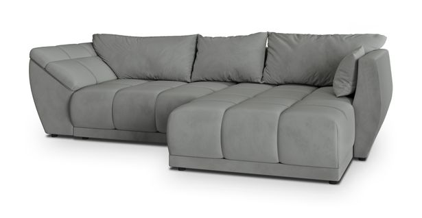 Canapé D'angle Orenti Gris En Velours Avec Fonction De Couchage