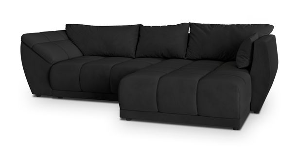 Canapé D'angle Orenti Noir En Velours Avec Fonction De Couchage