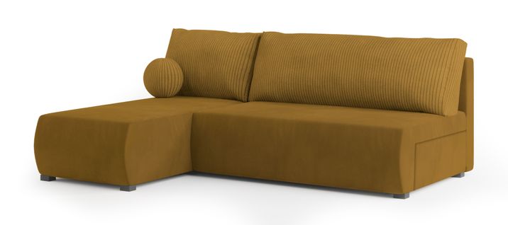 Canapé D'angle Parvelo Jaune En Peluche Avec Fonction De Couchage
