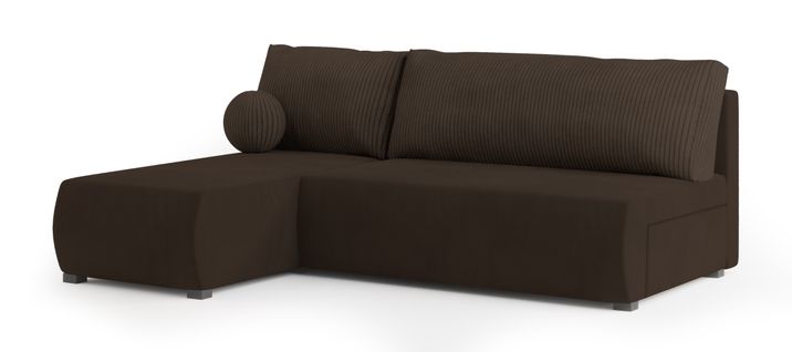 Canapé D'angle Parvelo Marron En Peluche Avec Fonction De Couchage