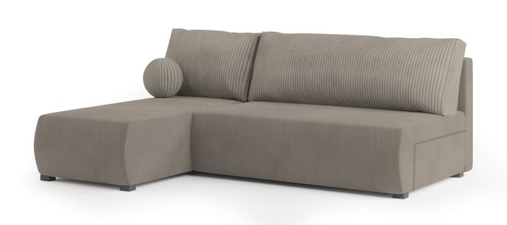 Canapé D'angle Parvelo Beige En Peluche Avec Fonction De Couchage