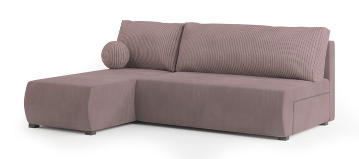 Canapé D'angle Parvelo Rose En Peluche Avec Fonction De Couchage