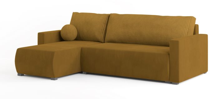 Canapé D'angle Sorge Jaune En Peluche Avec Fonction De Couchage