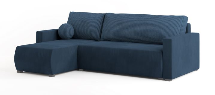 Canapé D'angle Sorge Bleu En Peluche Avec Fonction De Couchage