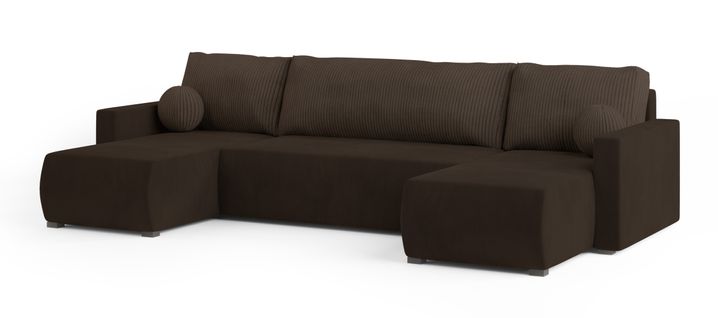 Canapé D'angle Tessun Marron En Peluche Avec Fonction De Couchage